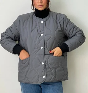 Custom Logo Button-Up Jersey Breathable Heated Quilted Jacket Women Lightweight Casual Outerwear Loose Fit Padded Coat Autumn