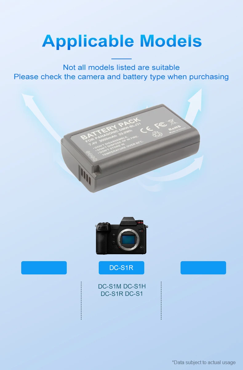 7.4V 3050mAh DMW-BLJ31 Rechargeable Digital Battery DMWBLJ31 Lithium-ion Batteries for DC-S1R DC-S1M DC-S1H Cameras manufacture