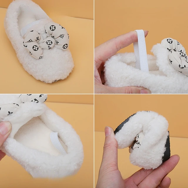 Winter  Baby Toddler Shoes Warm Baby Girls Boys Fluff Soft Snow Shoes Unisex Crib Shoes Small bow - Image 5