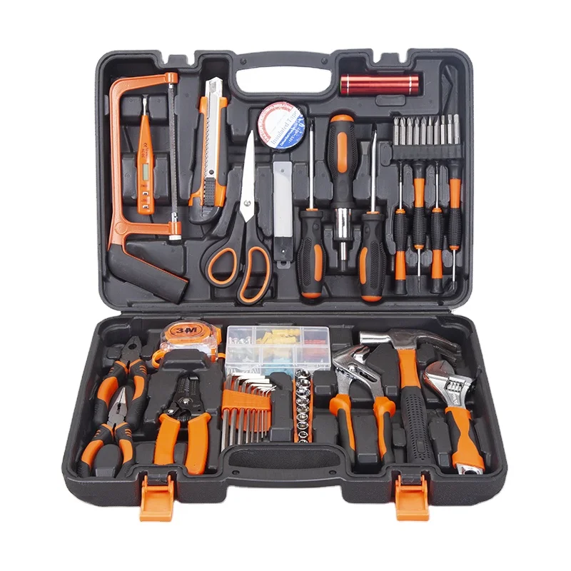 Kit D’outils 168 Pièces Orange – Valise De Rangement Plastique, Parfait Pour La Maison Et La Voiture