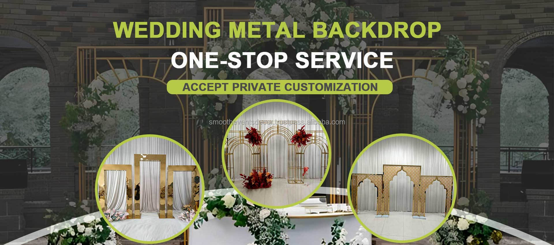 SMOOTH Wedding Backdrop Gold Structure Event Backdrop Stand Gold Metal ...