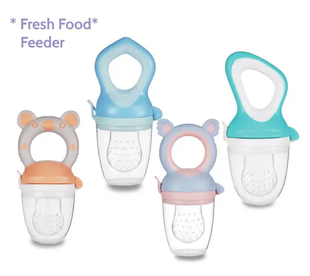 Customized BPA Free Baby Fruit Feeder Fresh Food Baby Teether Soother Teething Soft Safe Silicone Pouches