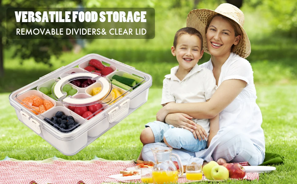 Snackle Box Charcuterie - Portable 8 Compartment Containers