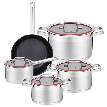 Wholesale customization 9pics kitchenware cooking pots and pans stainless steel cookware set