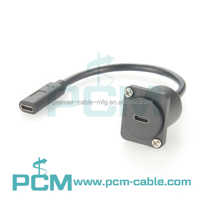 USB-C D Type Panel Mount Connector with 3ft Cable factory