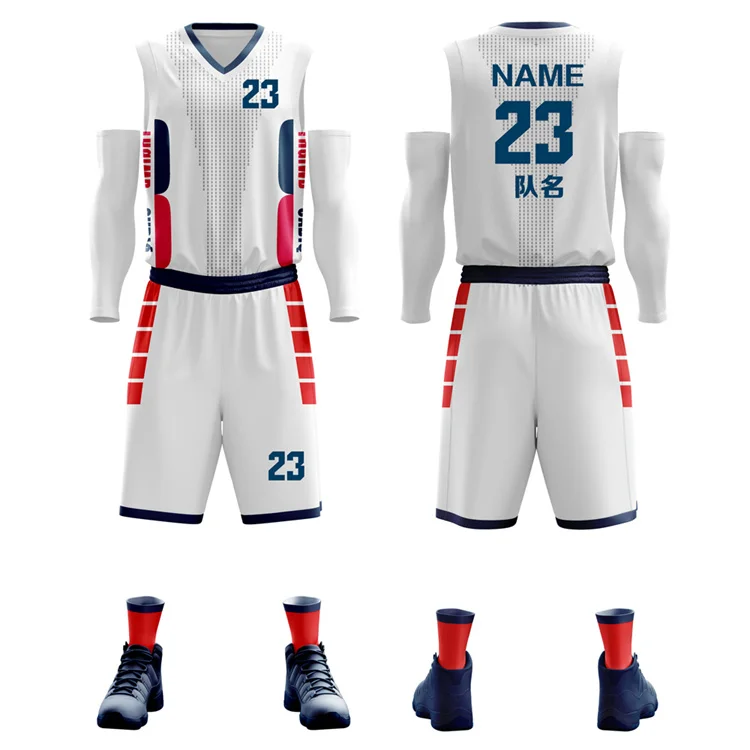 Reversible Jersey & Shorts 2PCS Double Wear Basketball Set Breathable  Ultra-thin Sportswear Suit Male Basketball Custom LOGO Nam