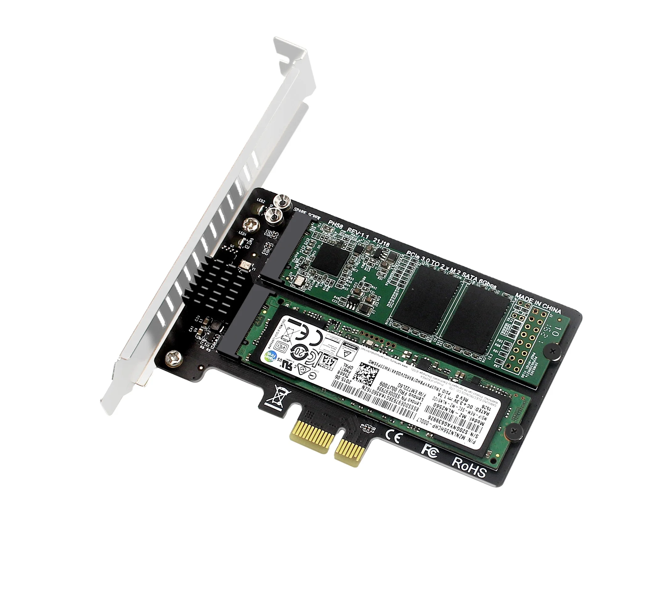 2X PH58 M2 SATA to PCIE Adapter Card Double Disc Display Card RAID