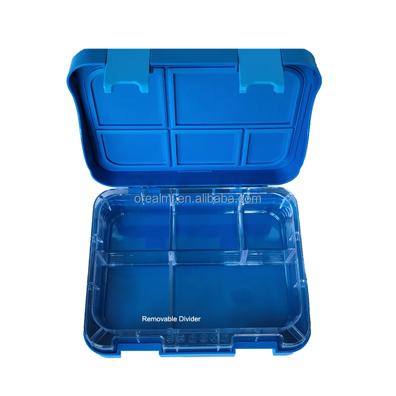 RUVALINO Dinosaur Themed Bento Lunch Box, Plastic, 5 Compartments, 12L x  9W x 6H