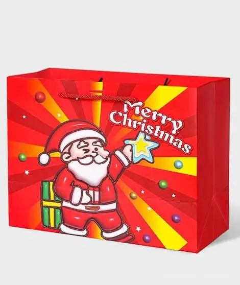 Wholesale Luxury Christmas Gift Bags with Red Ribbons  Custom Printed Cardboard Packaging for Candy and Holiday Gifts