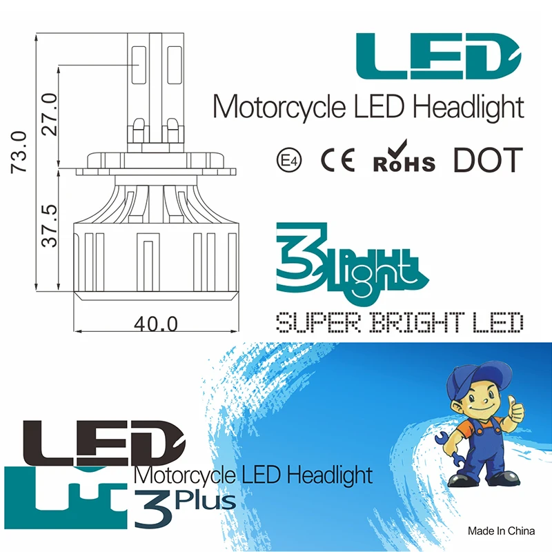 KIT DE LUCES LED H4 (3 CARAS) CON VENTILADOR PARA MOTO – Bucatti