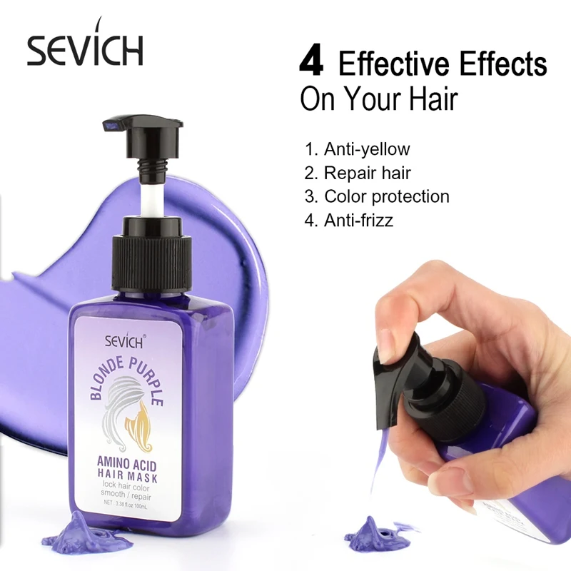 Собственная Марка, фиолетовая аминокислотная маска для волос, избавляет от желтых оттенков, улучшает качество волос, глубокий Кондиционер