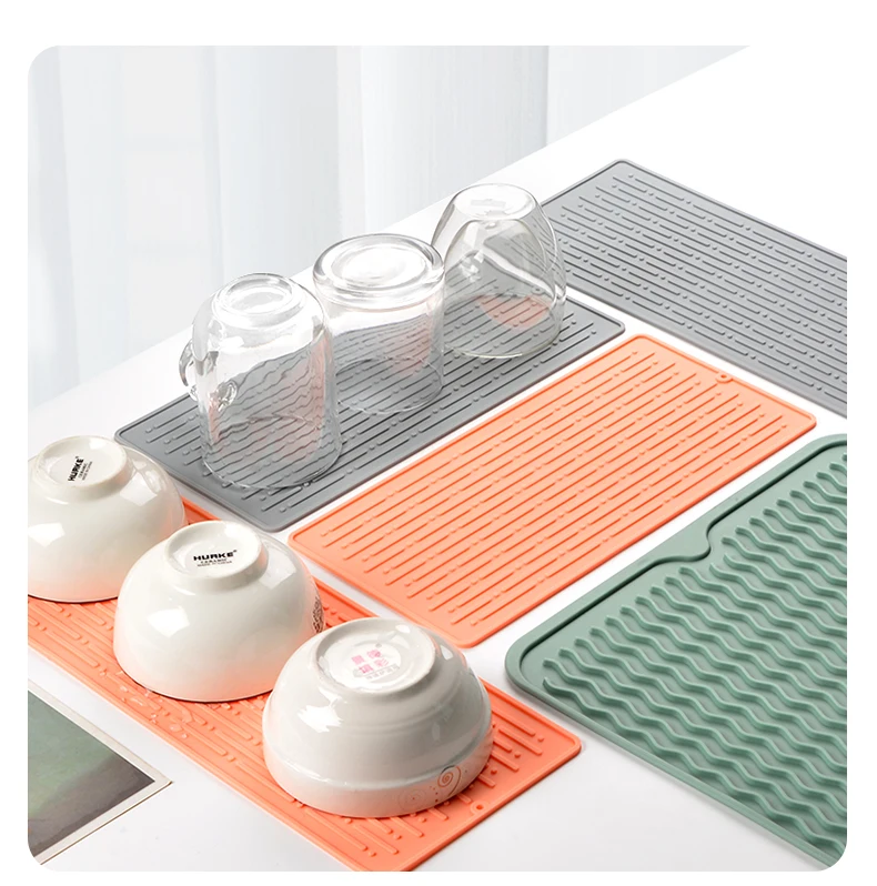 Extra Large Silicone Kitchen Dish Drainer Mats Heat Resistant Drying Pad for Counter Dish Drying Drainer Mat