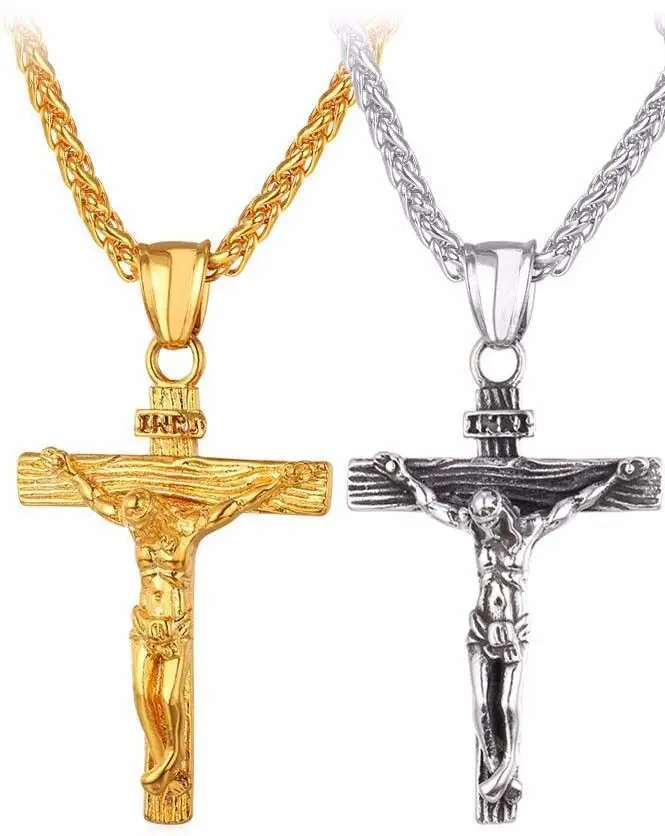 Gold Rope Chain with Jesus Pendant - Easter Cross Necklace