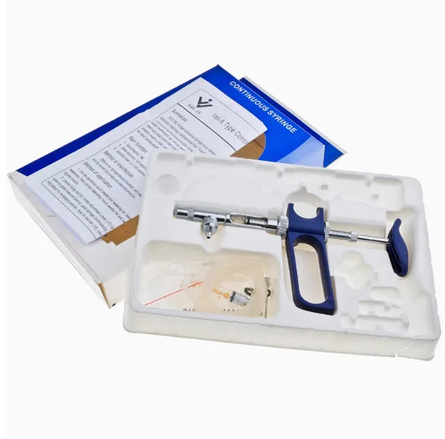 1ml Veterinary Vaccine Adjustable Continuous Syringe for Chicken, Fish, Duck, Goose, Fish and Rabbit
