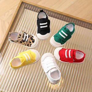 Autumn Spring Season Soft Baby Boys Footwear Leopard Kids Sports Casual White Canvas Shoes for Children Girls