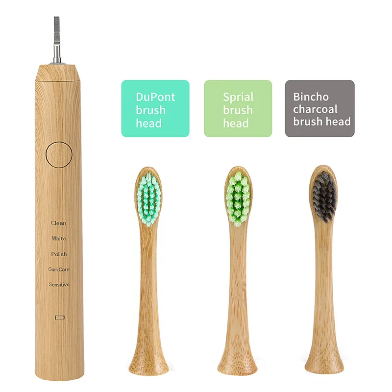Eco Friendly Bamboo Electric Toothbrushes Ipx7 Waterproof Sonic