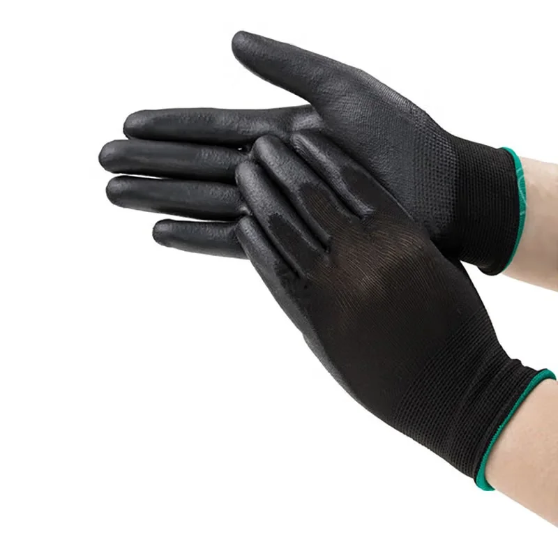 REG-P-355 13 gauge black polyester black PU coated gloves