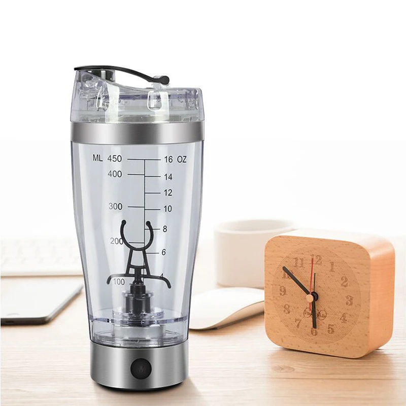 Electric Protein Shaker Cup w/ Detachable Electric Motor Mixer - 450ml -  Hygienic & BPA Free