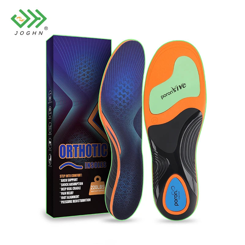 JOGHN Athlete Cycling Sport Comfort Pu Rigid 3.5Cm High Arch Support Men Insole Custom Shoe Insoles Flat Feet Orthotic Insoles