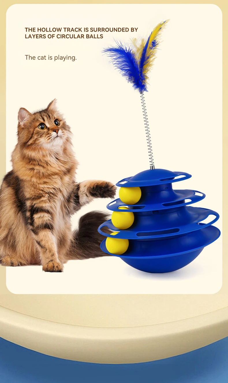 New Cat Toy Interactive Three-layer Cat Turntable Track  Self Hi Toy Cat-teasing Stick  Wholesale details