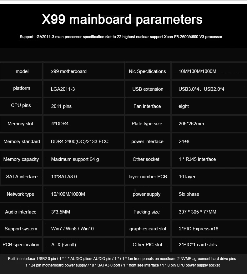 2023 New X99 Motherboard Lga 2011 Set Kit With For Intel Xeon E5 2670