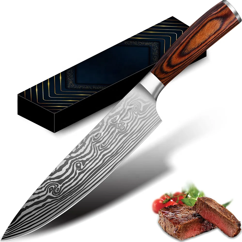 8 Kitchen Knife Set Japanese Damascus Chef Knives Stainless Steel