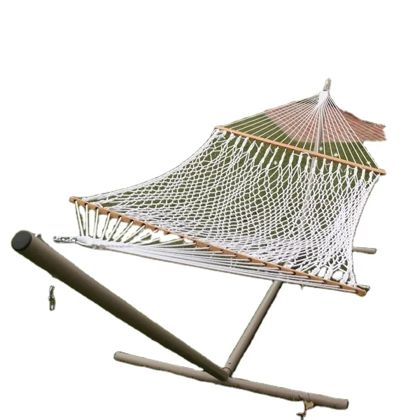 Уличный семейный хлопковый гамак высокого качества с деревянной перекладиной, двойная кровать, садовый гамак, веревка