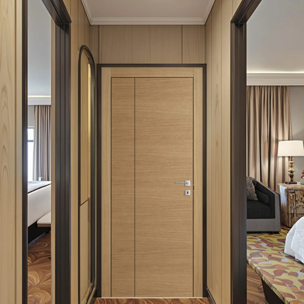 Modern Style Compact Laminate Wooden Entry Doors High Performance Pine Swing Open Style for Hotel Use Readymade Price Brazil