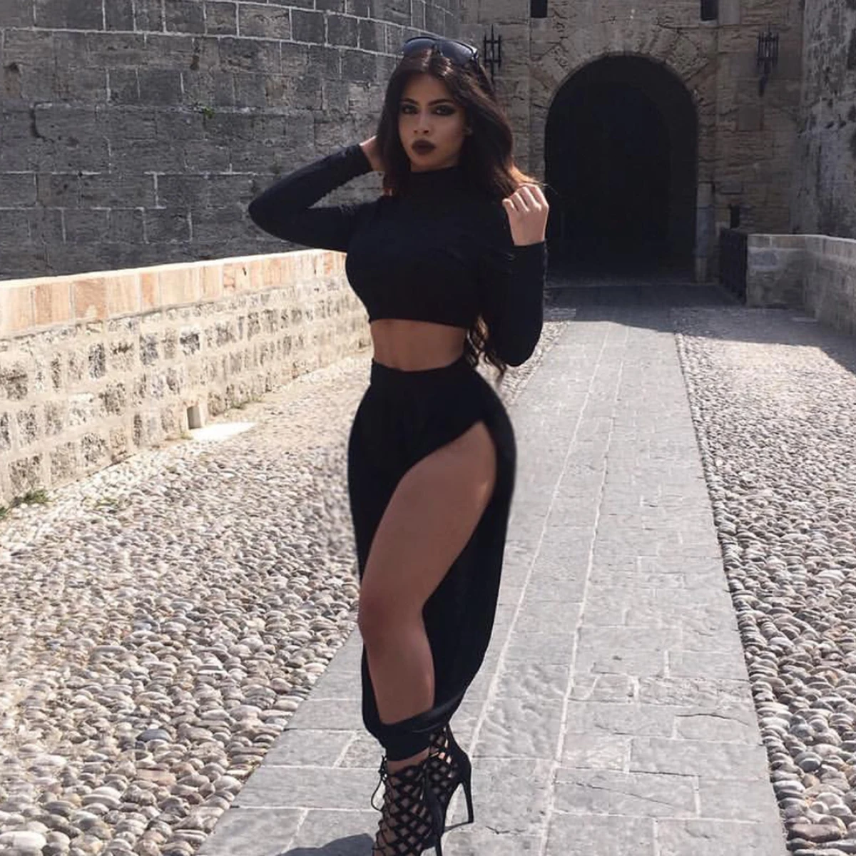 Custom Long Sleeve High Neck Solid Color Women Sexy Tight Fashion Woman Blouses Compression Women Autumn