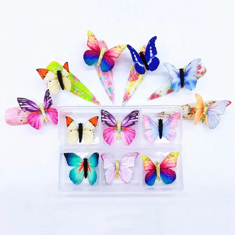 New Arrival Butterfly  Charms Removable Magnetic Nail Pom Pom Boxes Kit for Nails Art Decoration
