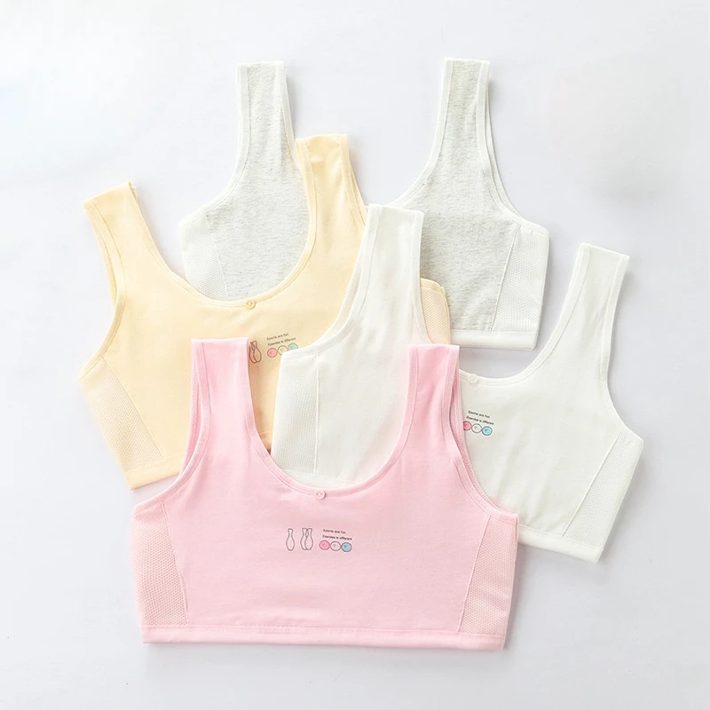 Explosive Models Simple Youthful Design First Phase Kids Bra Puberty Kids Comfort Breathable Tank Tops Bra for Teenage Girl