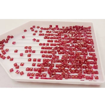 DMC 814# Classic Square Shiny Glitter Diamond Beads Plastic Printed Resin Drills for Diamond Painting Accessories and Mosaic