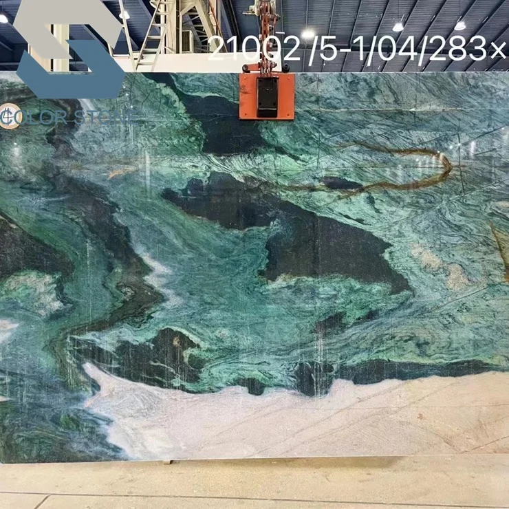 Beautiful Exotic Rare Multicolor Stone Backlit Green Portomare Quartzite Slabs Bookmatched Wall
