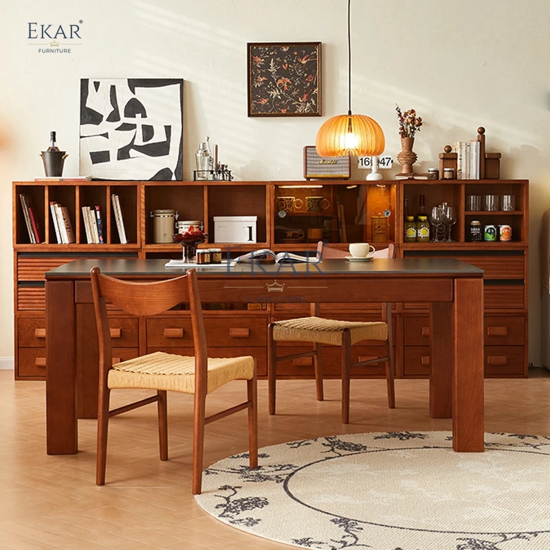 product ekar furniture solid wood rectangular dining table and chairs kitchen table set 4 chairs-59