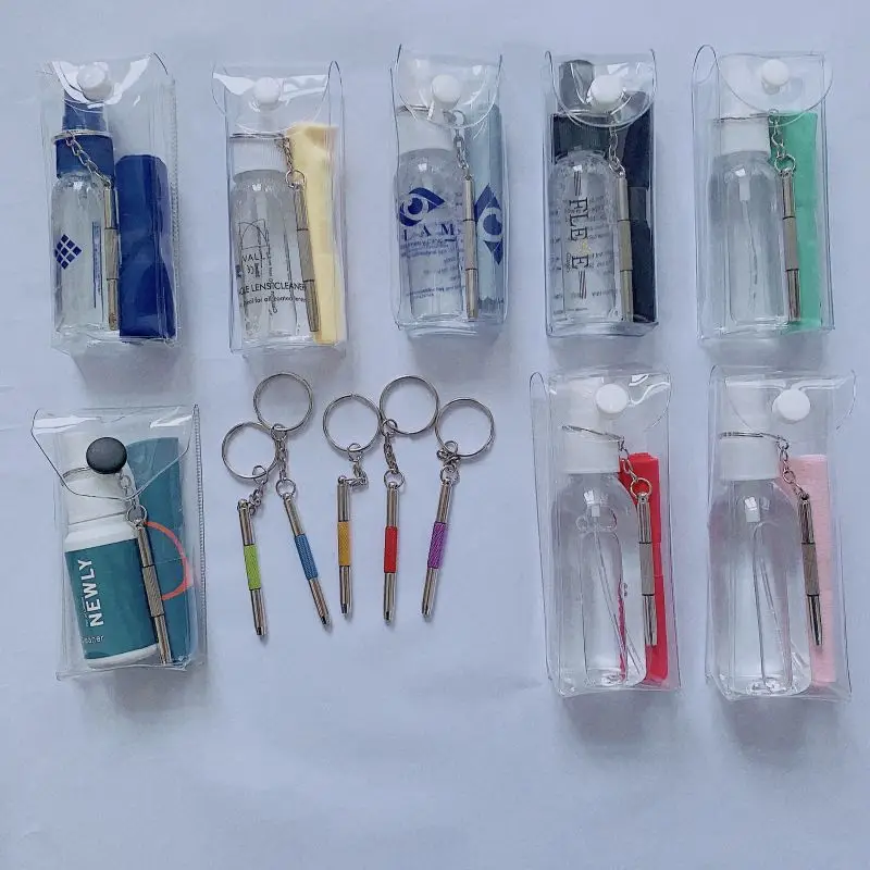 sunglasses liquid cleaner MSDS  accept LOGO Print eyeglass lens cleaner spray PVC set kit with screwdriver spray lens cleaner