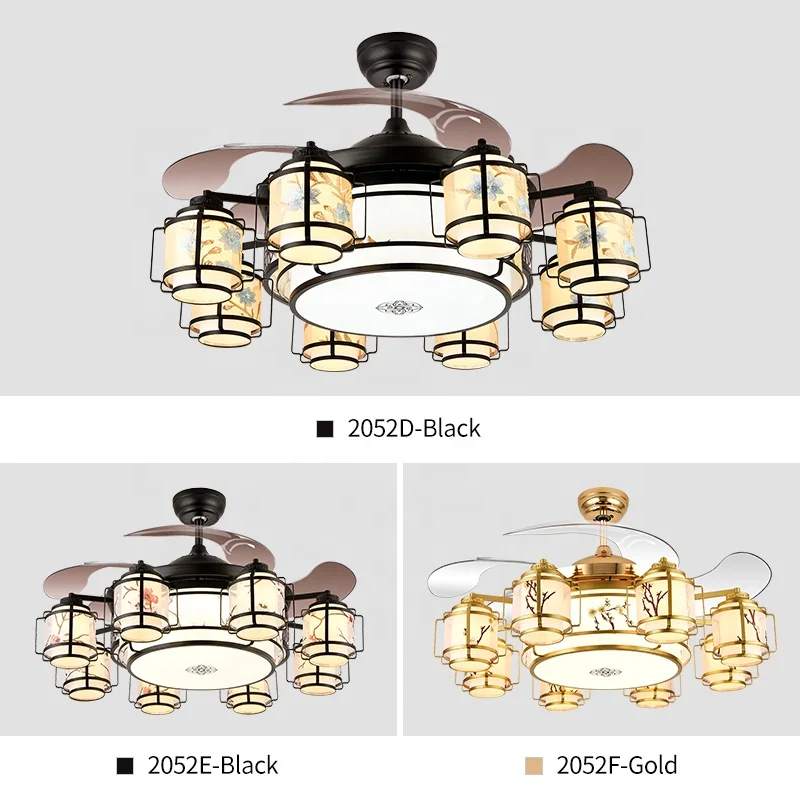 Chinese Style Fan Lamp 42inch Ceiling Fan With Light and Remote Control Traditional 2 in 1 Fan Light for Dining Living Room