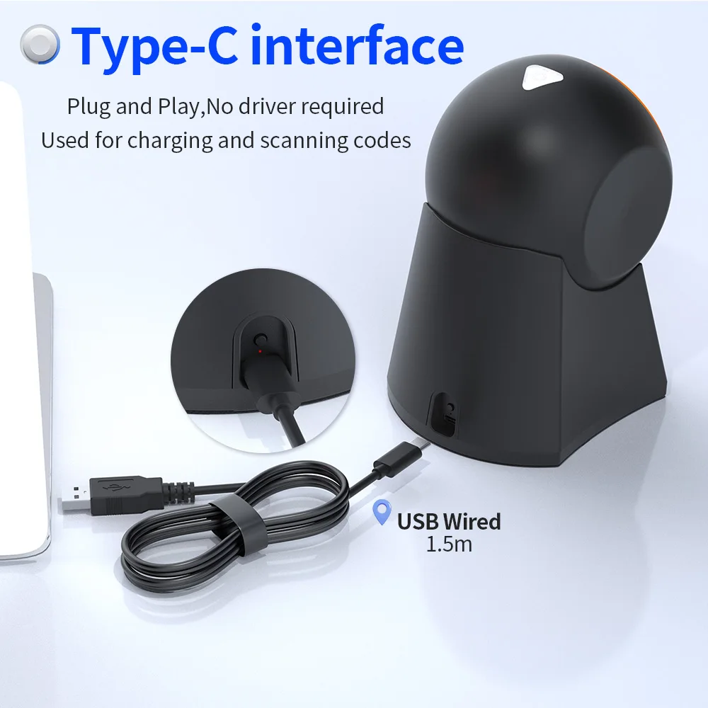 Xincode Bluetooth Scanner Wireless Desktop 2D Barcode Scanner USB QR Bar Code Reader Scanning for Inventory Clothing Supermarket