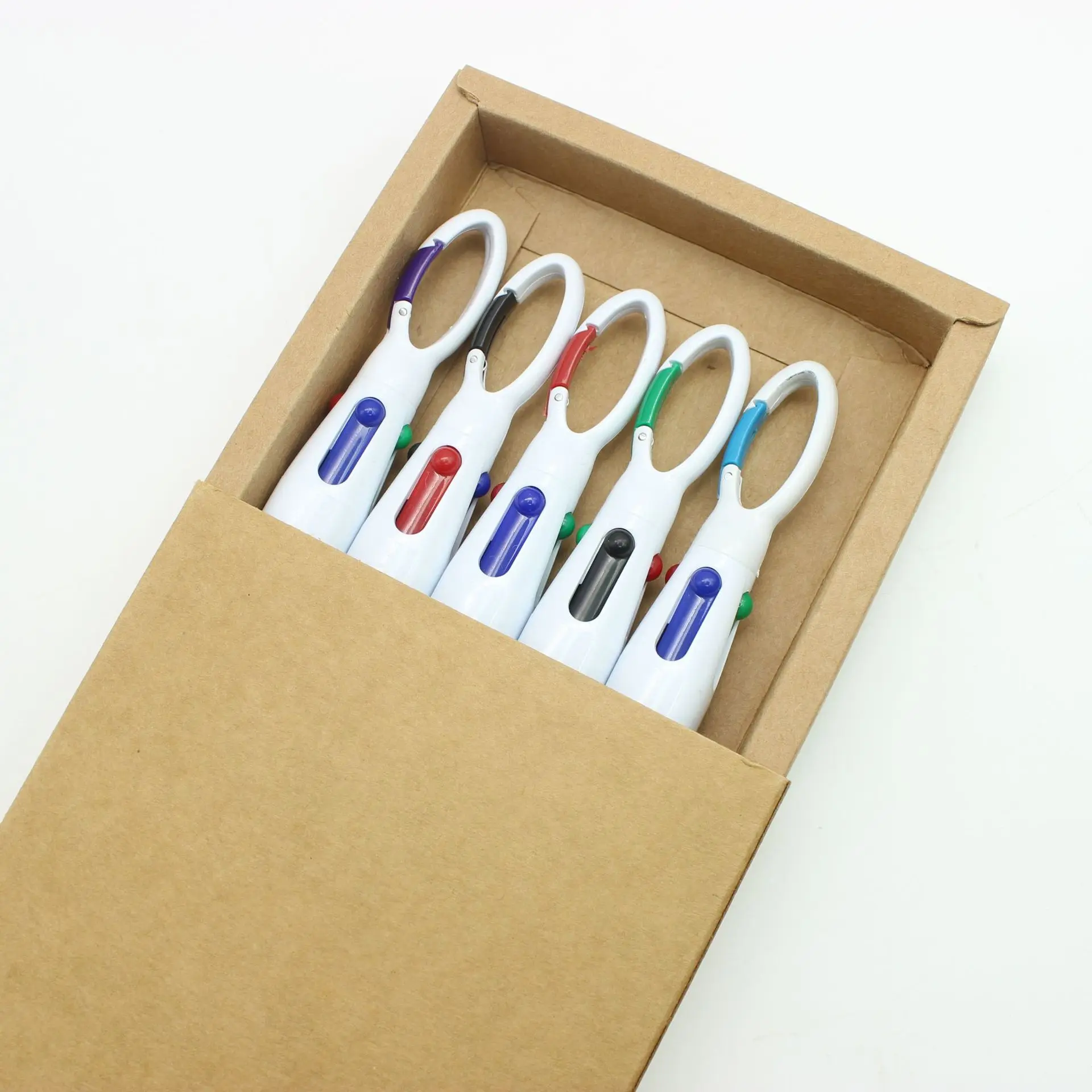 4-in-1格納式ボールペンオフィス学用品用バックルキーホルダー付き