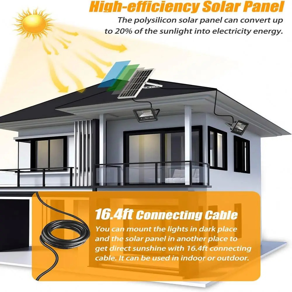 High-Power Outdoor Waterproof LED Spotlight W/ 10Ah Battery for Yard & Street Lighting 1500W Solar Flood Light