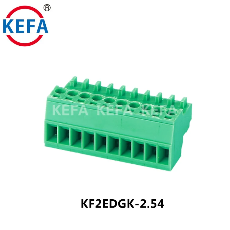 KEFA KF2EDGK-2.54 PA66 بلاستيك 2.54 مم كتل لوحة الدوائر الكهربائية القابلة للتوصيل كتل توصيل لوحة الدوائر الكهربائية كتلة طرفية