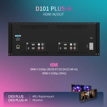 FEELWORLD D101 PLUS-H Professional Video Rack Mount Monitor Dual 10.1" 4RU 4K   CVBS 1920x1200 IPS OEM Custom Logo detail image