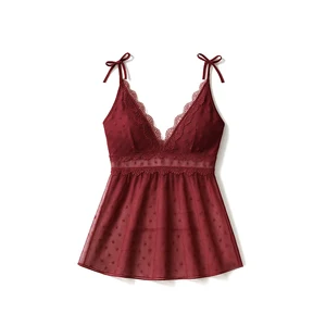 Top Wholesale Lace Bra with Point Desprit Mesh Adjustable Tie Straps Sexy Underwear Women Lingerie for Lady Trendy Lace Bra Set