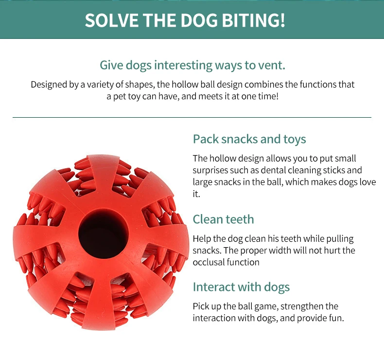 Natural Rubber Pet Dog Toys Dog Chew Toys Tooth Cleaning Treat Ball