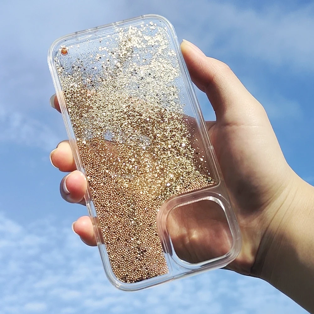 Tpu Pc Liquid Quicksand Glitter Phone Case For Iphone 15 14 13 12 Pro Max Transparent Cases Shockproof