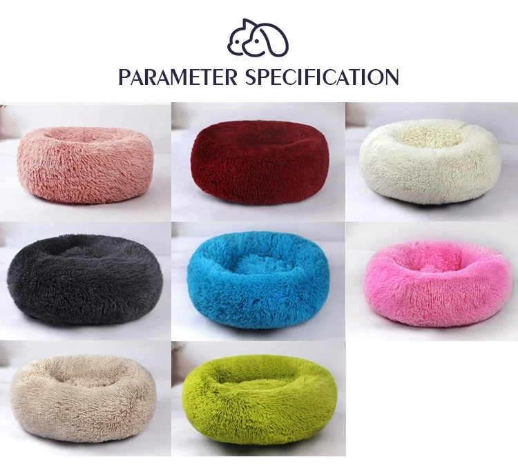 Wholesale Custom Luxury Plush Fluffy Large Donut Pet Bed Dog Beds Round