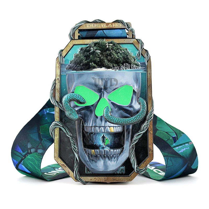 Custom 3D Forest Run Marathon Medal 10K Half Marathon Finisher Medals Design Sports Trail Sublimation Medal With Ribbons