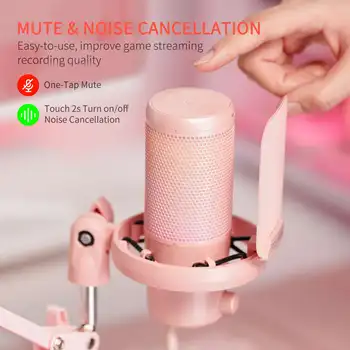 FEELWORLD VM1 Gaming Microphone with Pop Filter and Stand, USB Powered, RGB, Mute, OEM/ODM Accepted detail image