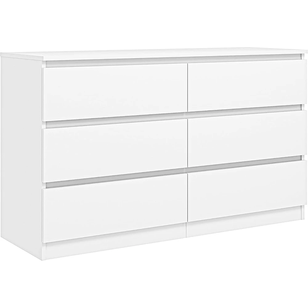 product nu deco luxury white 6 drawer modern double dresser with wide storage for bedroom-0