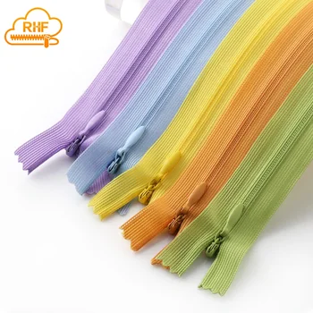 Direct Factory Sale 3# Invisible Zip Colorful Fabric Tape Dress Nylon Invisible Zipper