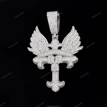 XG new arrived Wing Cross Pendant pass diamond test real 925 Silver CRA VVS Moissanite Pendant Fine Jewelry Pendant